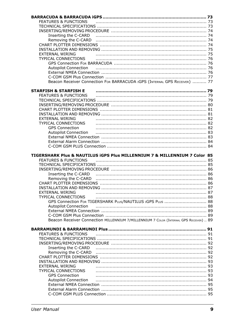 9user manual | Seiwa Tigershark Plus User Manual | Page 7 / 109