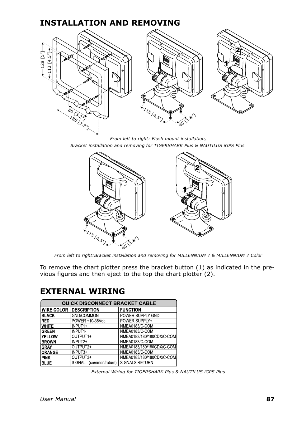 Installation and removing, External wiring | Seiwa Tigershark Plus User Manual | Page 85 / 109