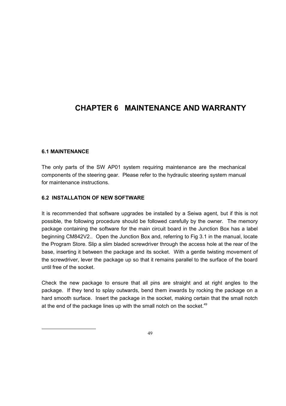 Chapter 6 maintenance and warranty | Seiwa SW AP01 User Manual | Page 51 / 52