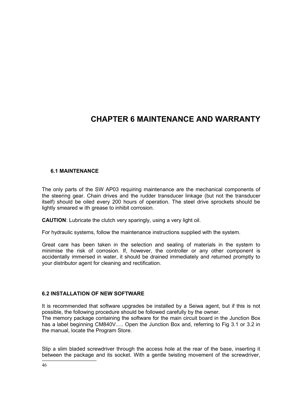 Chapter 6 maintenance and warranty | Seiwa SW AP03 User Manual | Page 48 / 49