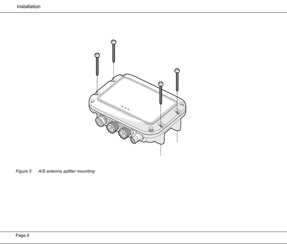 Figure 5 ais antenna splitter mounting, Figure 5, Ais antenna splitter mounting | Seiwa Si-Tex MDA3 User Manual | Page 12 / 20