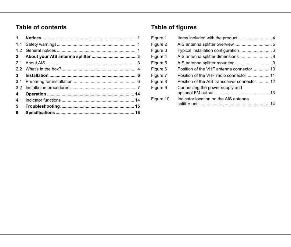 Table of contents table of figures | Seiwa Si-Tex MDA3 User Manual | Page 3 / 20