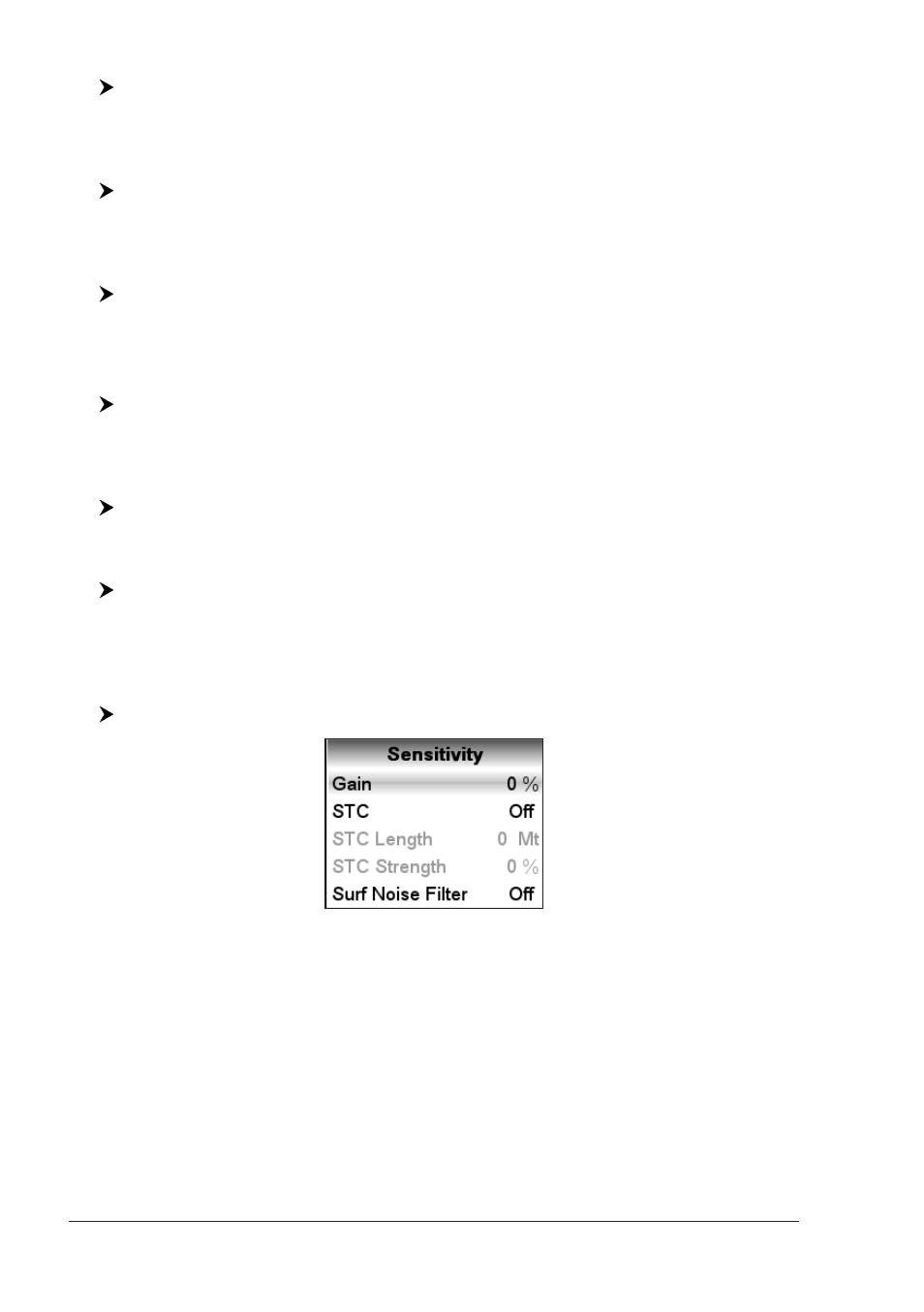 4 depth, 5 shift, 6 bottom range | 7 frequency, 8 interference rejection, 9 sensitivity | Seiwa Black Box 1000W 50/200kHz User Manual | Page 22 / 40