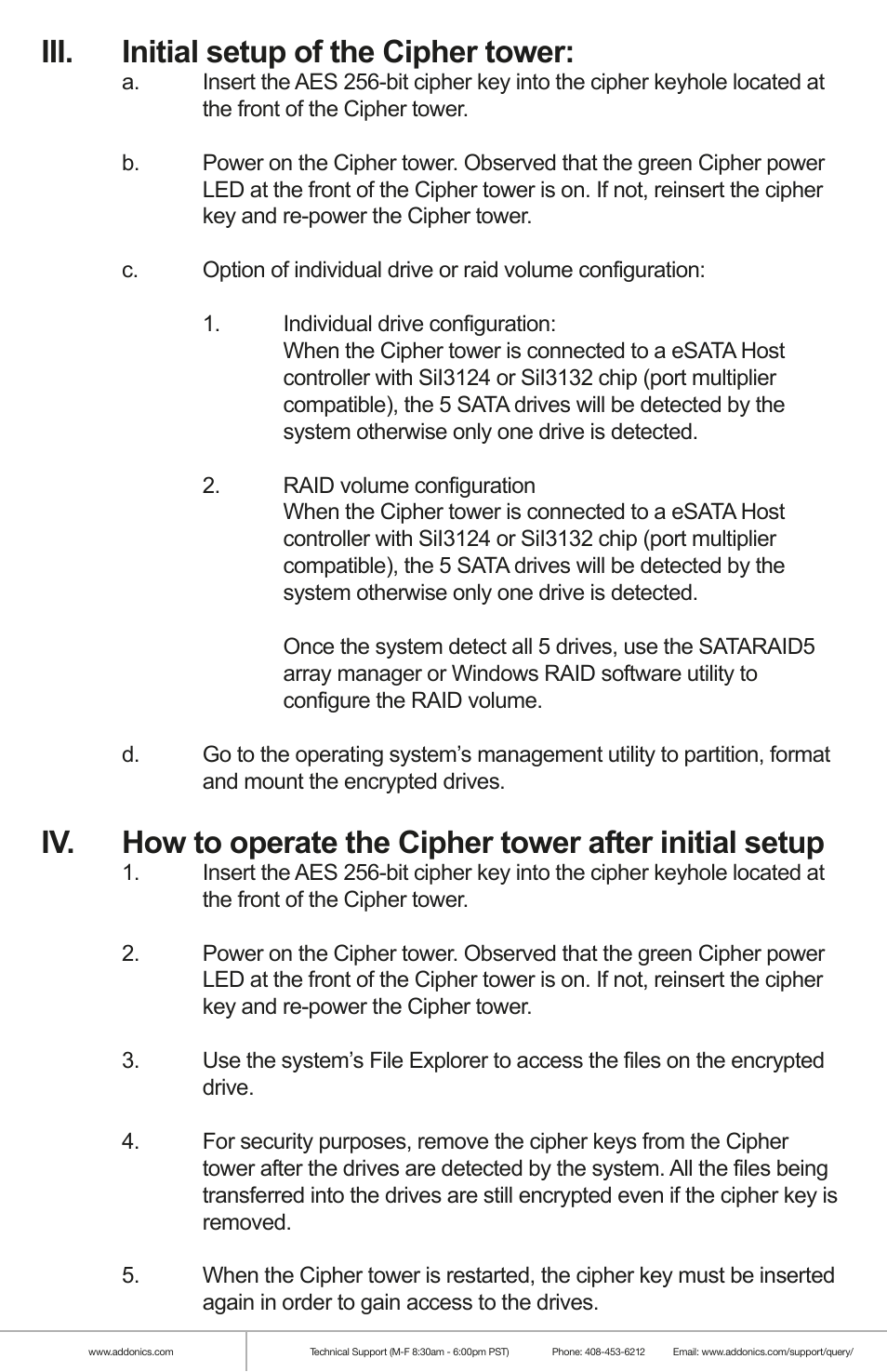 Iii. initial setup of the cipher tower | Addonics Technologies CIPHER RAID TOWER CRT535PES User Manual | Page 4 / 4