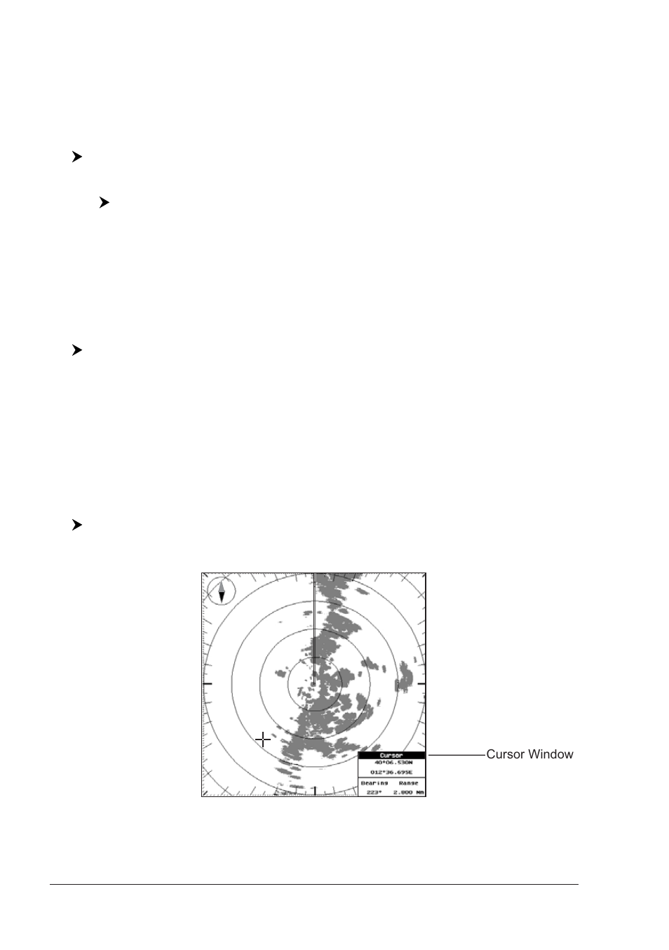 3 radar features, 4 ftc (fast time constant) adjustment, 5 mbs (main bang suppression) adjustment | 1 cursor window | Seiwa SWRx series User Manual | Page 22 / 54