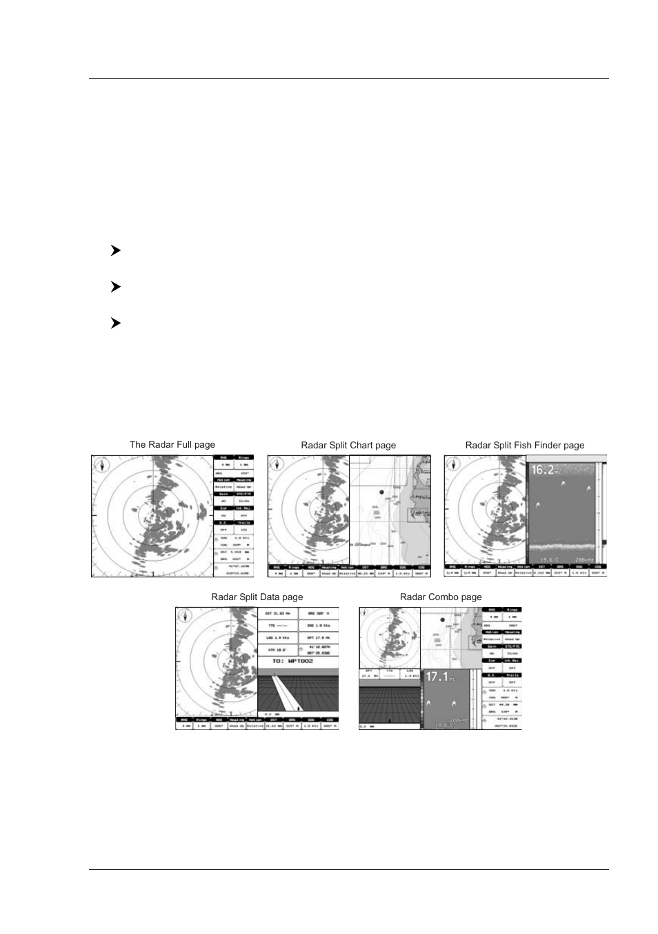 Radar pages, 1 pages selection, 1 selection by software/function key | Seiwa SWRx series User Manual | Page 31 / 54