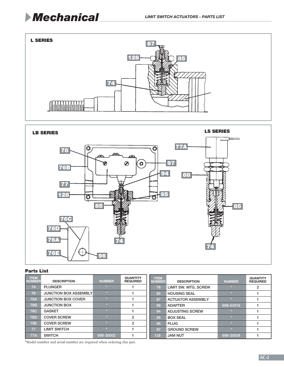 Mechanical, Ac-2 | Sheffer LA SERIES User Manual | Page 3 / 20