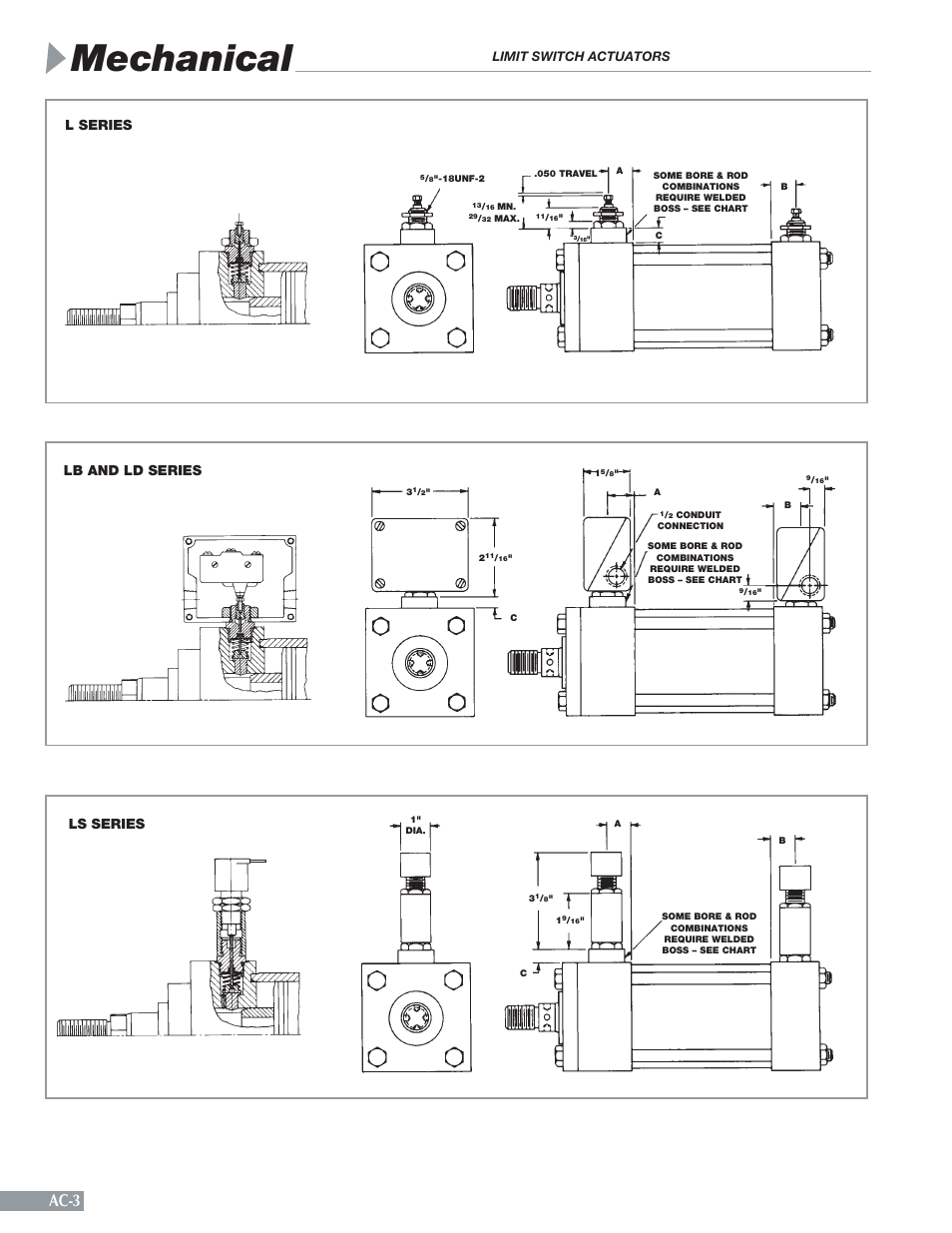 Mechanical, Ac-3, L series lb and ld series ls series | Limit switch actuators | Sheffer LA SERIES User Manual | Page 4 / 20