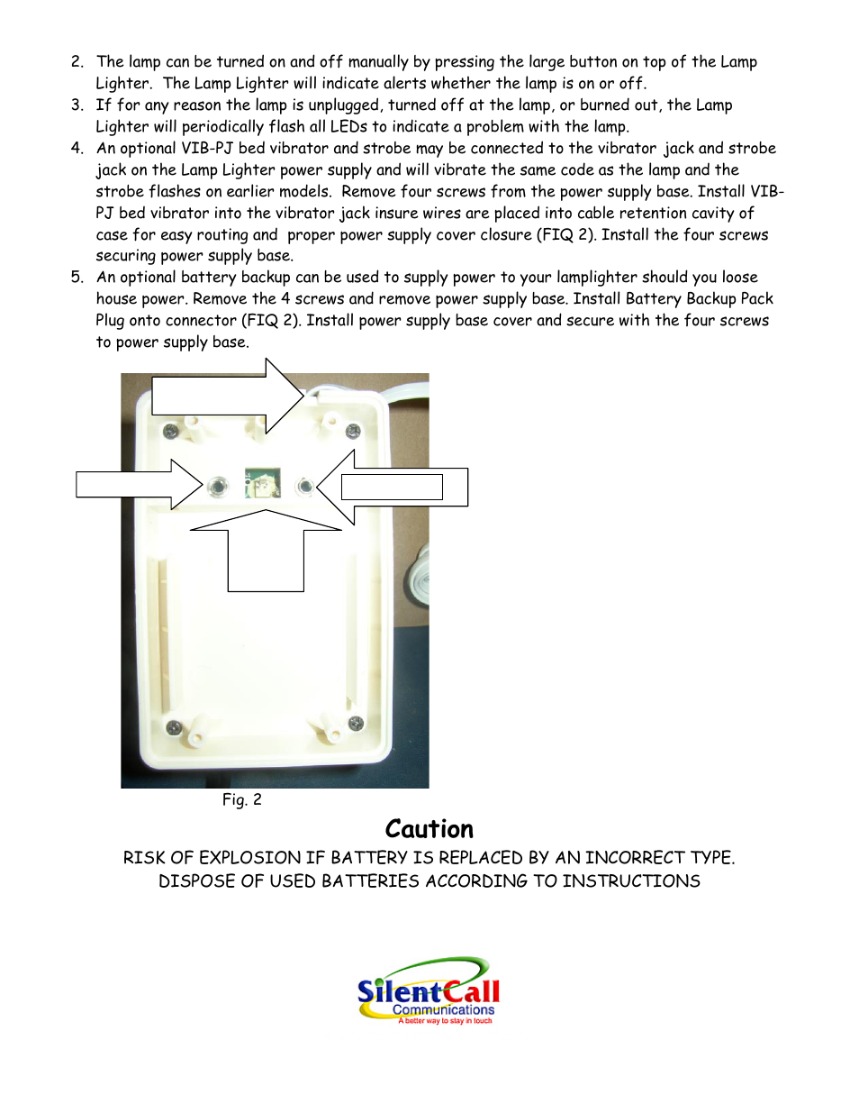 Caution | Silent Call LLS-04 User Manual | Page 2 / 4