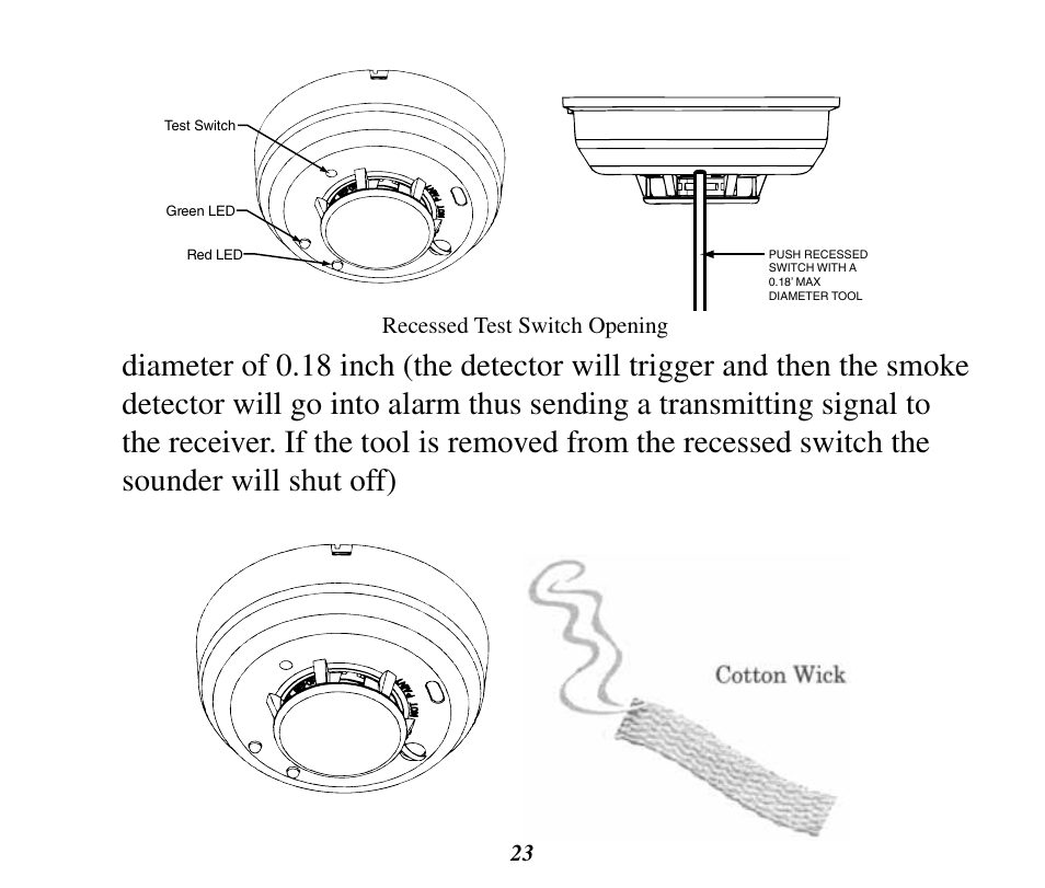 Recessed test switch opening | Silent Call SD4-SS User Manual | Page 23 / 28