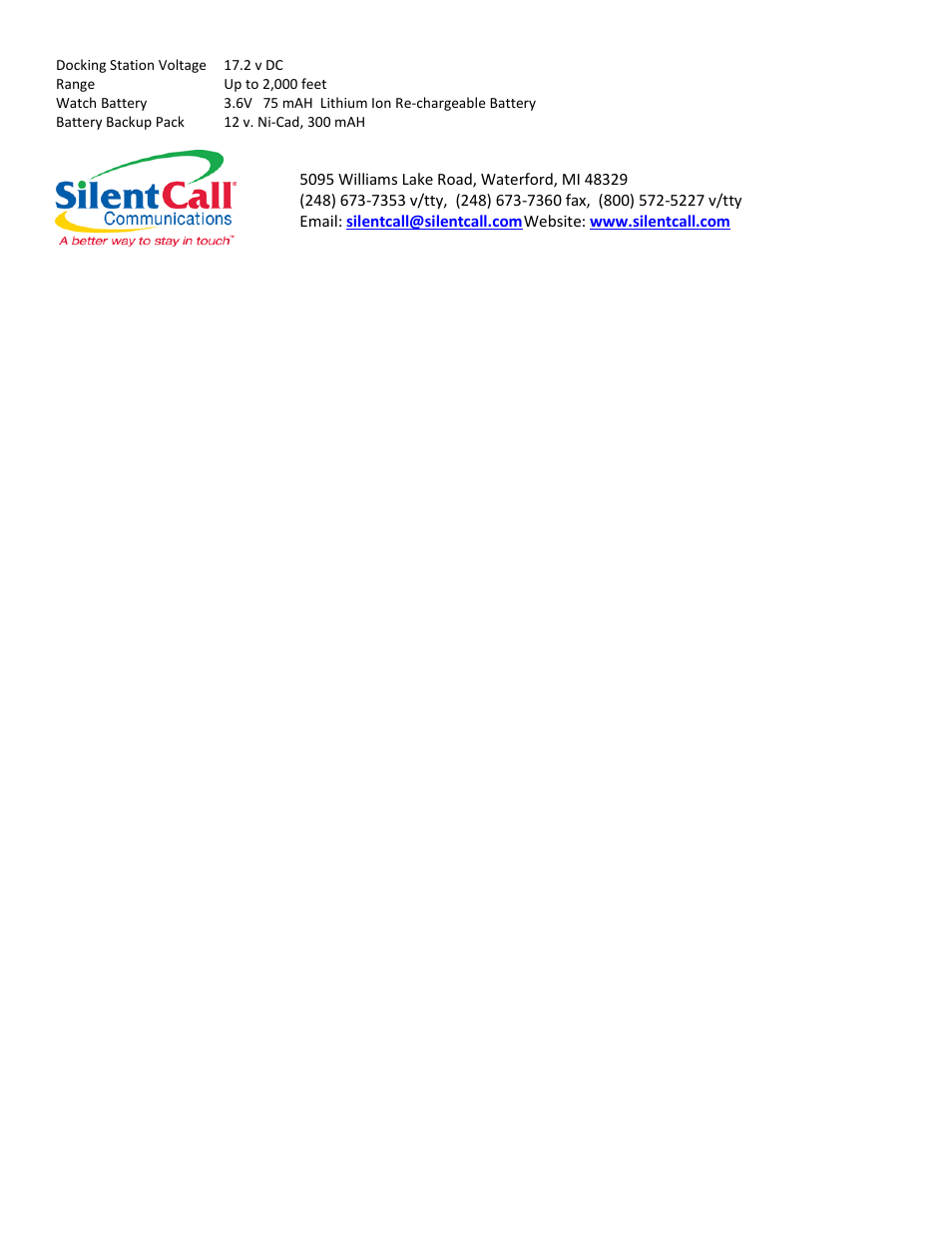 Silent Call WCV08-SS User Manual | Page 5 / 5