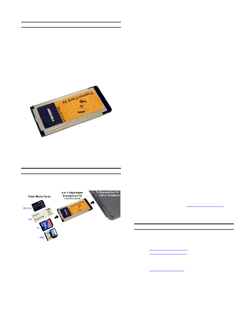 Addonics Technologies AD4IN1EXC34 User Manual | 1 page