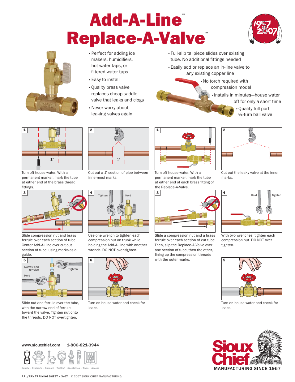 Sioux Chief Add-A-Line and Replace-A-Valve User Manual | 1 page