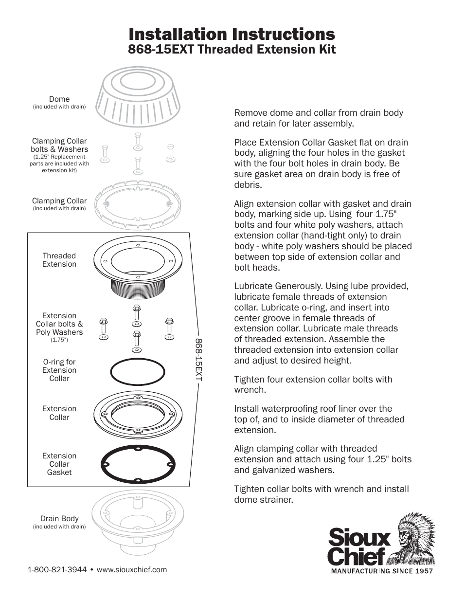 Sioux Chief 868-15EXT User Manual | 1 page