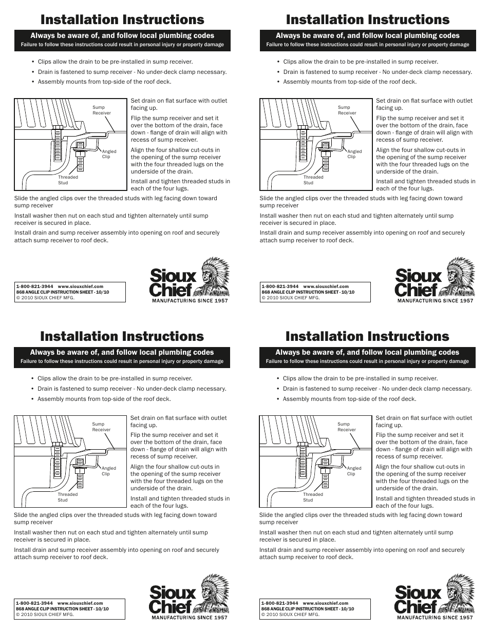 Sioux Chief Undermount Hardware Kit User Manual | 1 page