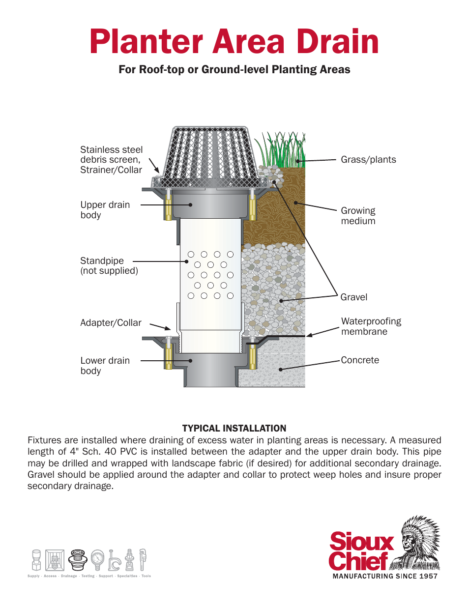 Sioux Chief Planter Area Drain User Manual | 1 page