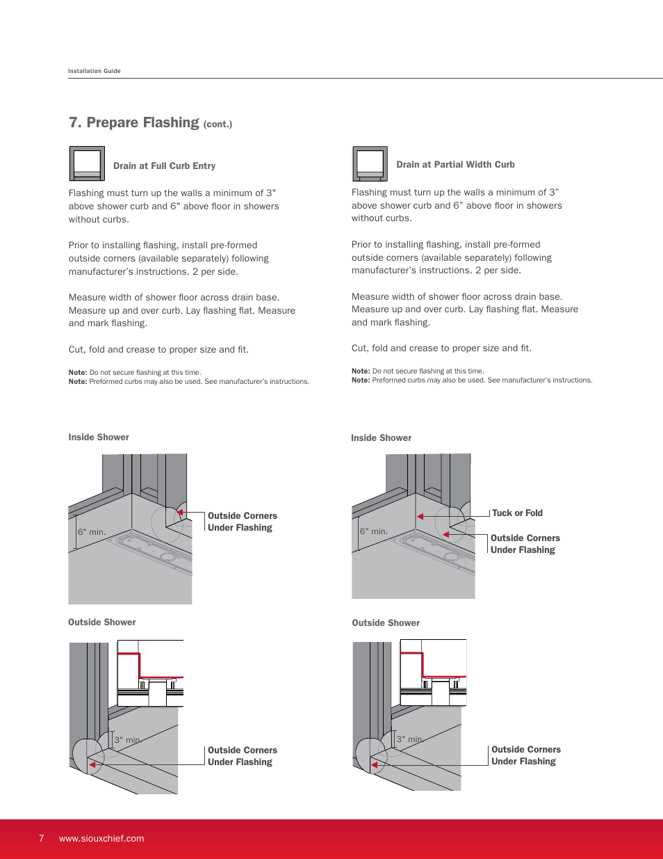 Prepare flashing | Sioux Chief Linear Shower Drain - StreamLine User Manual | Page 8 / 16