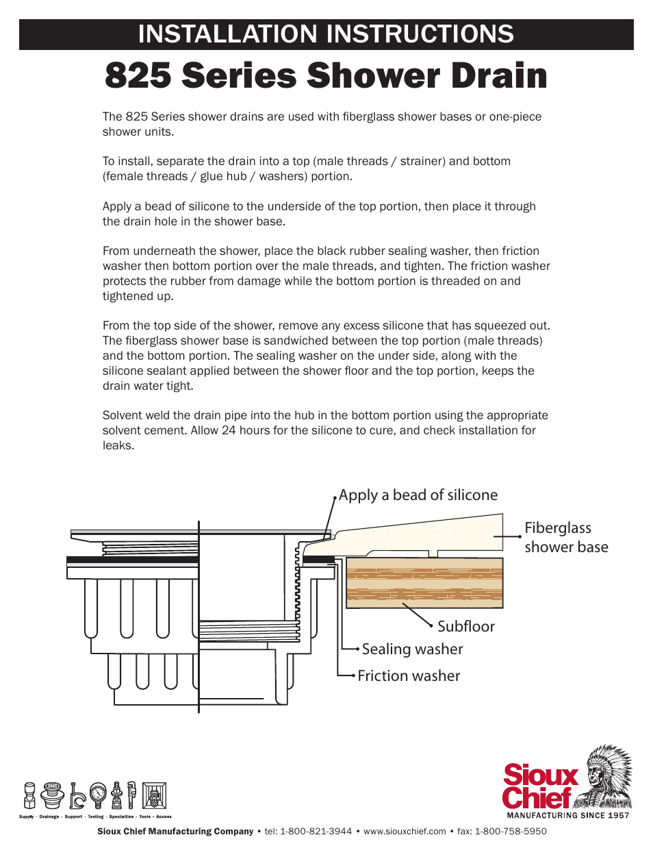 Sioux Chief 825 Series Shower Drain User Manual | 1 page