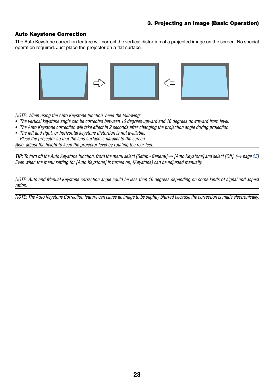 Auto keystone correction | Acoustic Energy LT35 User Manual | Page 31 / 72