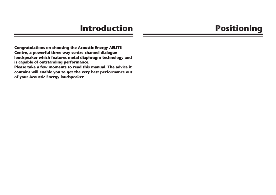 Positioning introduction | Acoustic Energy AELITE Centre User Manual | Page 2 / 4