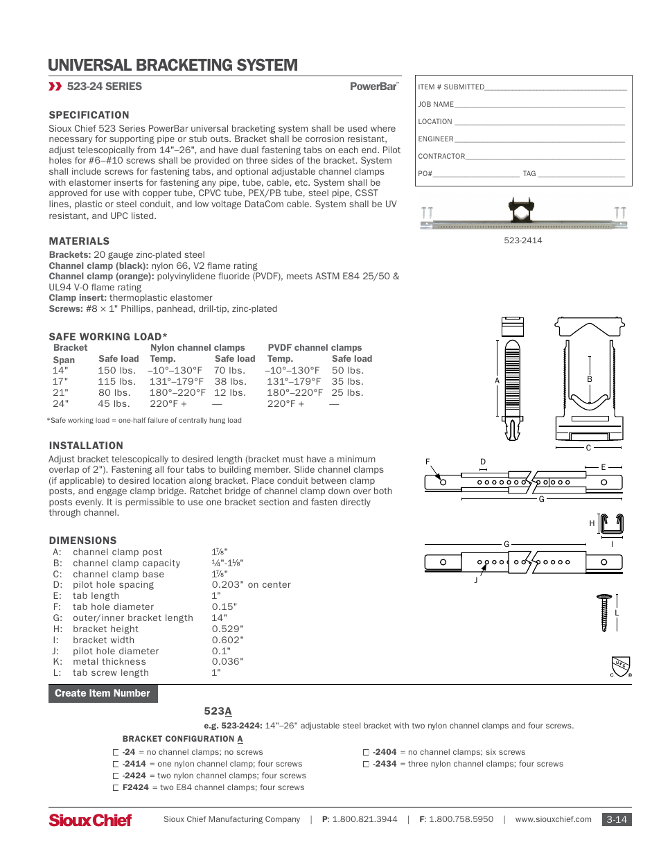 Sioux Chief 523-24 Series Universal Bracketing System User Manual | 1 page