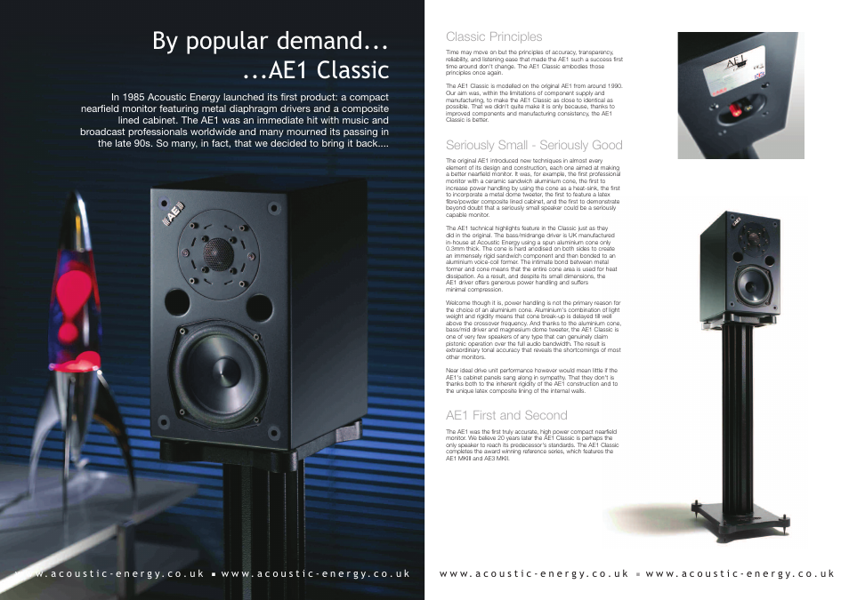 By popular demand... ...ae1 classic | Acoustic Energy AE1 Classic User Manual | Page 2 / 2