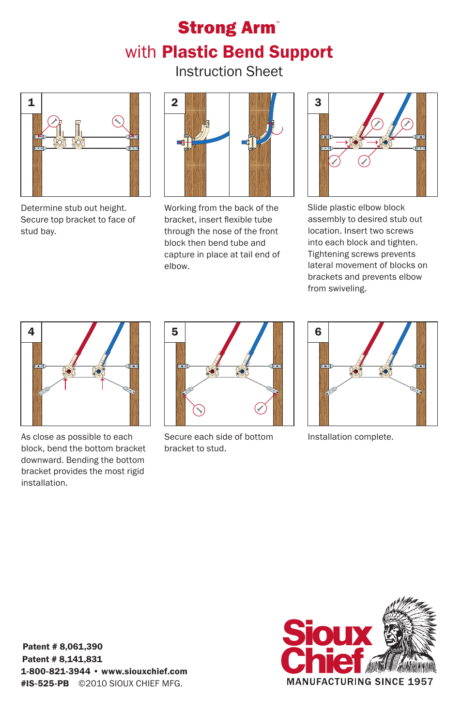 Sioux Chief StrongArm with PEX Bend LockBlock Bracketing System User Manual | 1 page