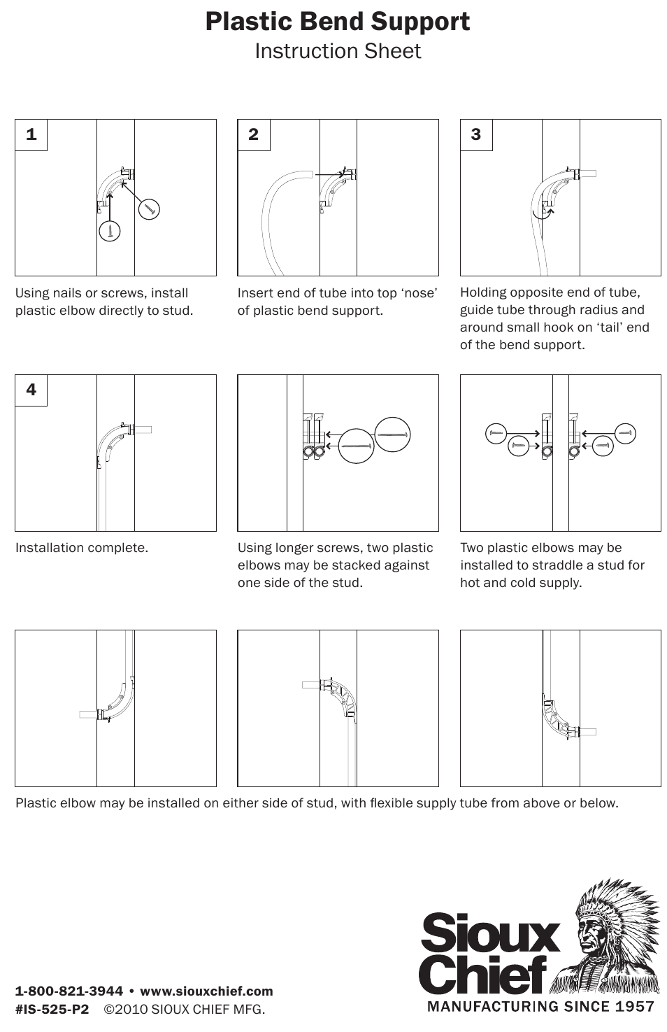 Sioux Chief PEX Bend Elbow User Manual | 1 page