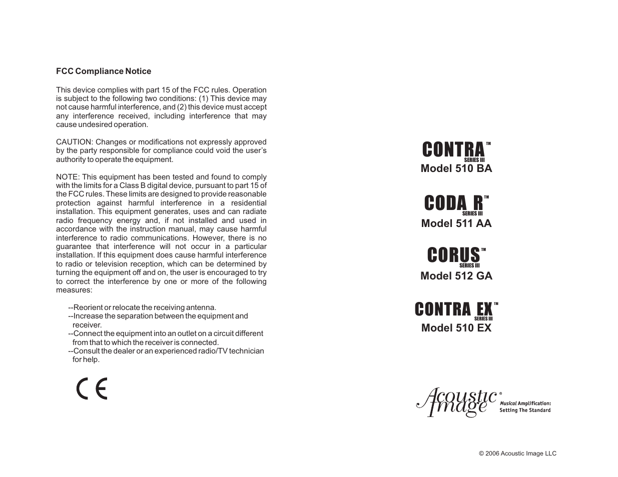 Contra, Coda r, Corus | Contra ex | Acoustic Energy Acoustic Image Stereo Amplifier User Manual | Page 8 / 8