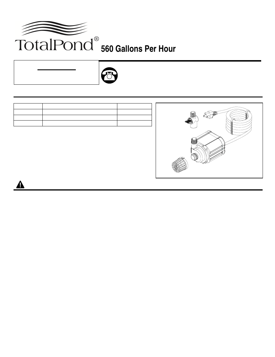 TotalPond DD11560 User Manual | 4 pages