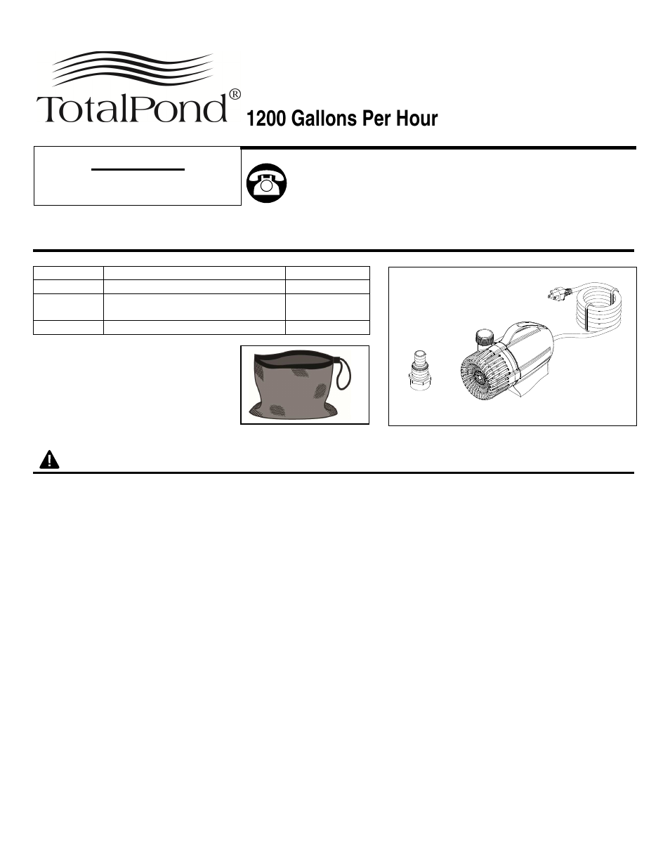 TotalPond LL1200 User Manual | 5 pages