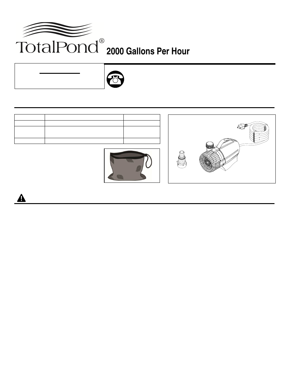 TotalPond LL2000 User Manual | 5 pages