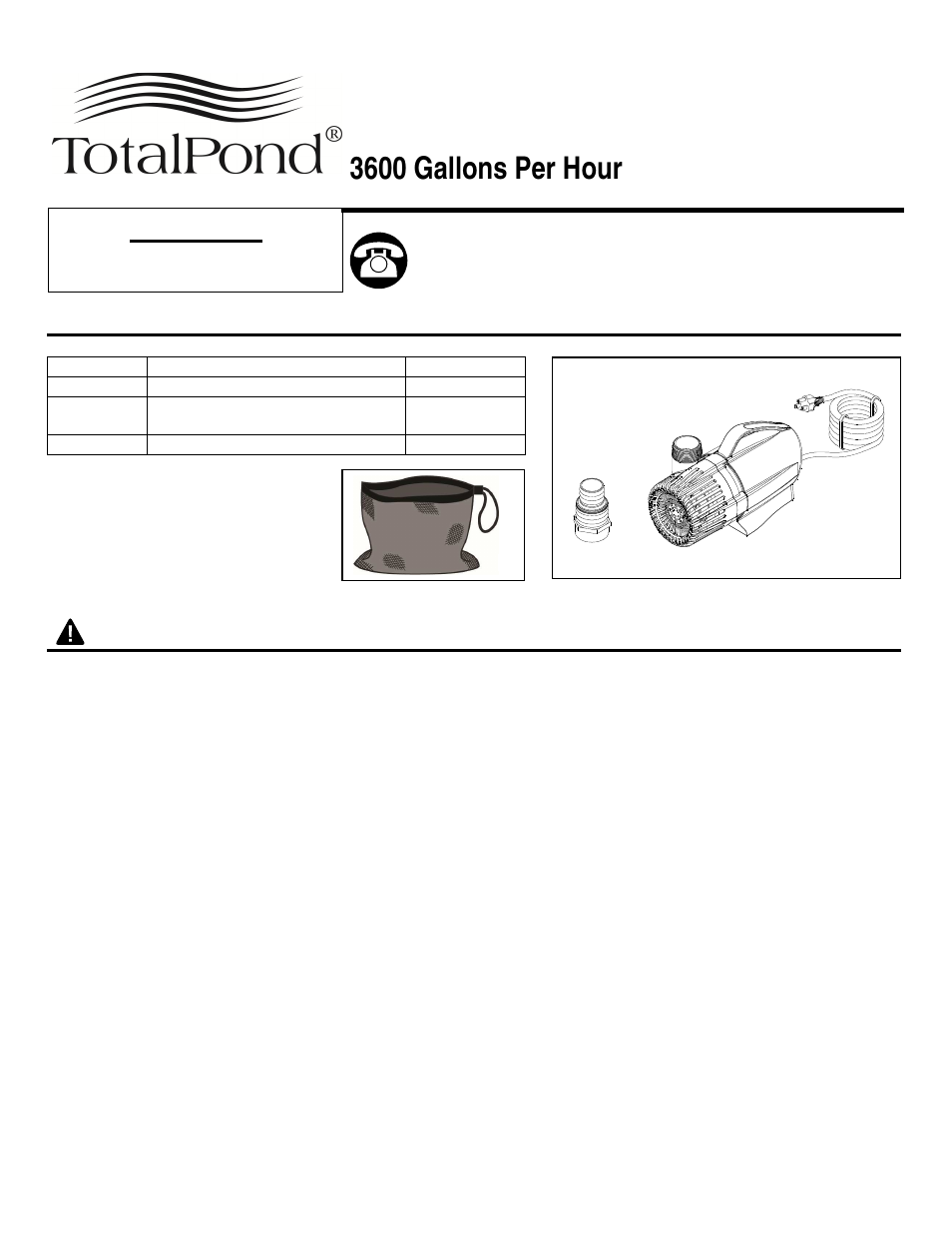 TotalPond LL3600 User Manual | 5 pages