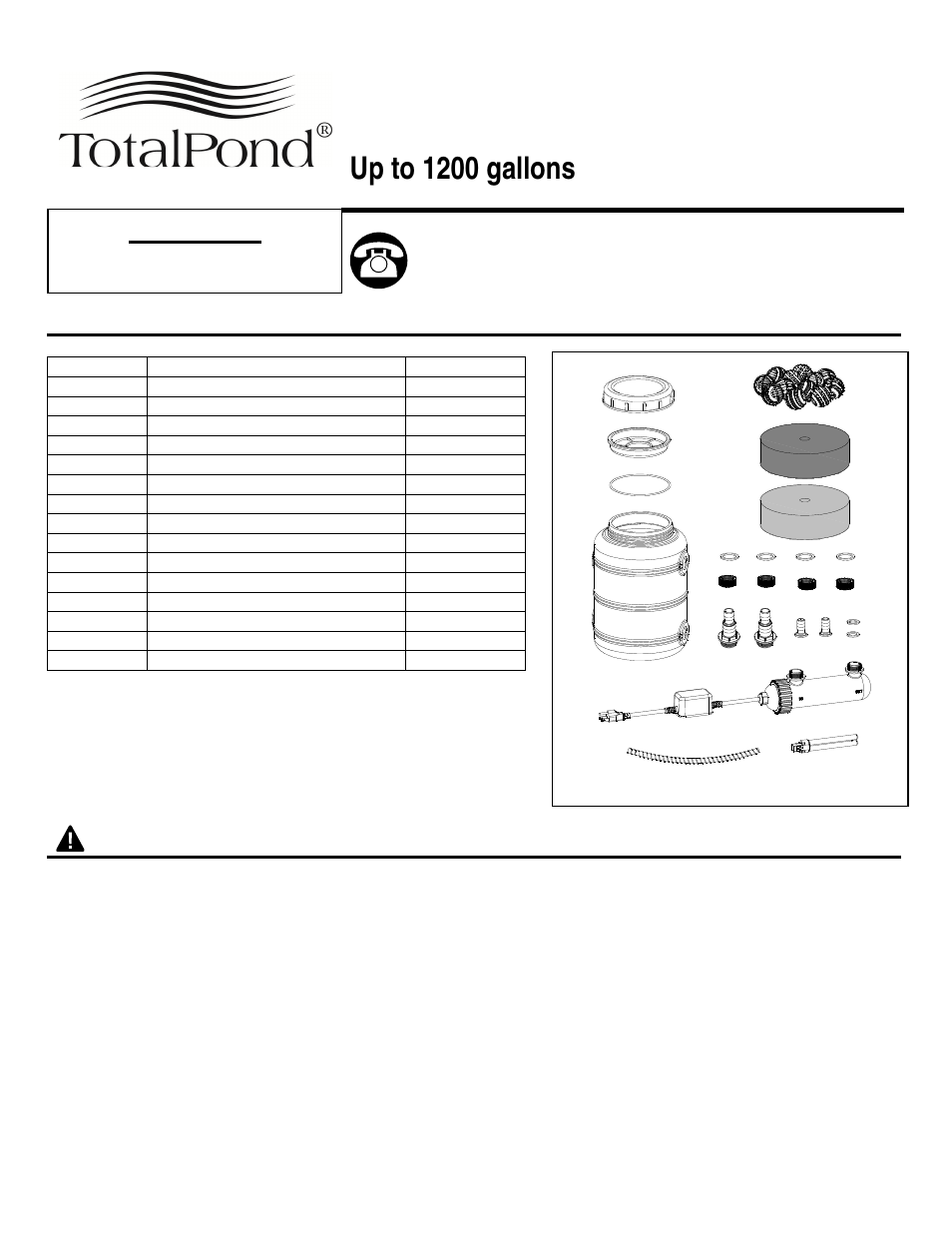 TotalPond PF1200UV User Manual | 10 pages