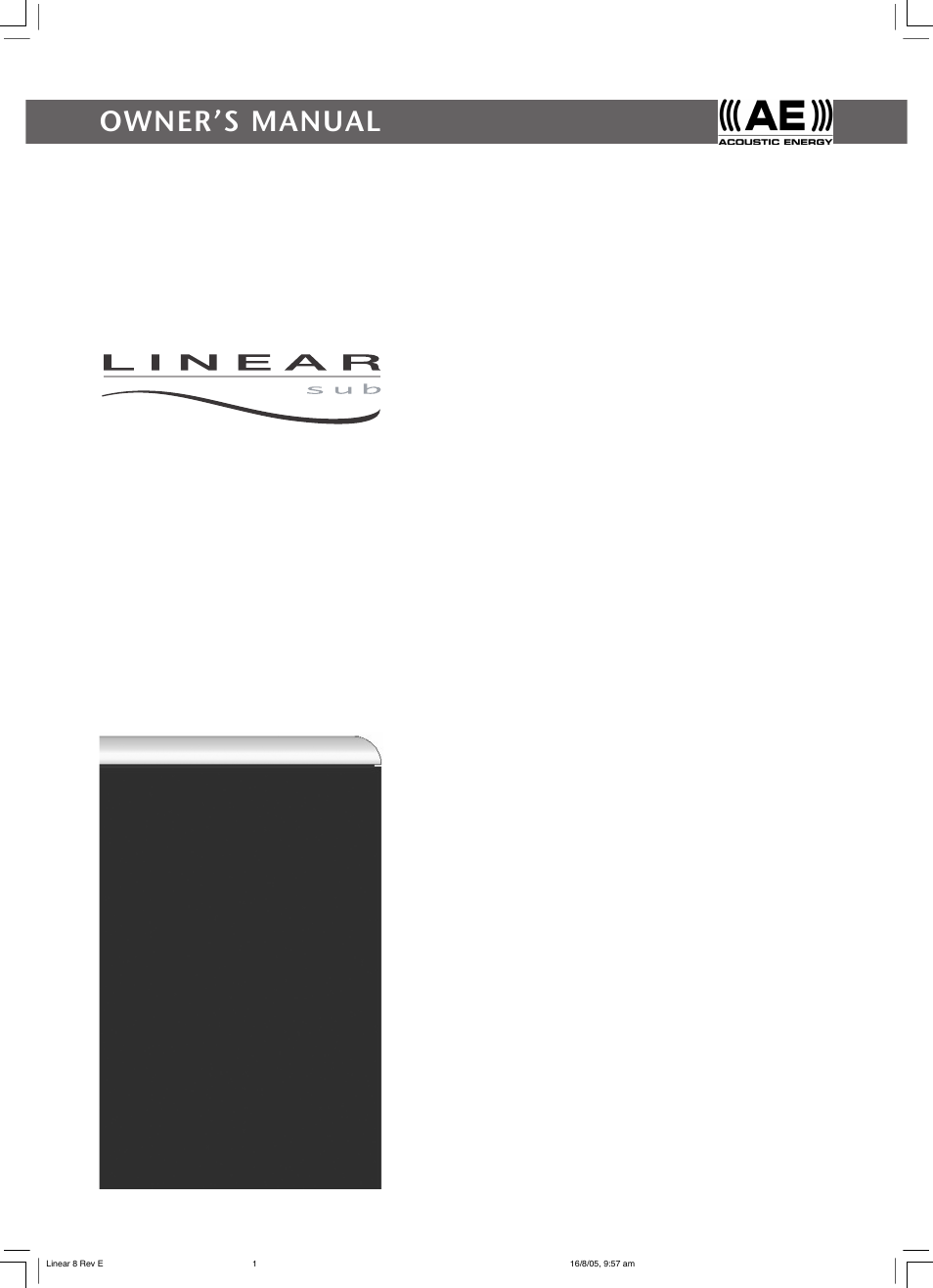 Acoustic Energy MA1108 User Manual | 8 pages