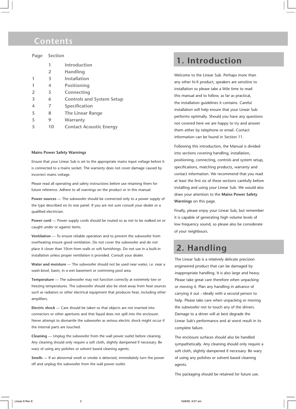 Acoustic Energy MA1108 User Manual | Page 2 / 8