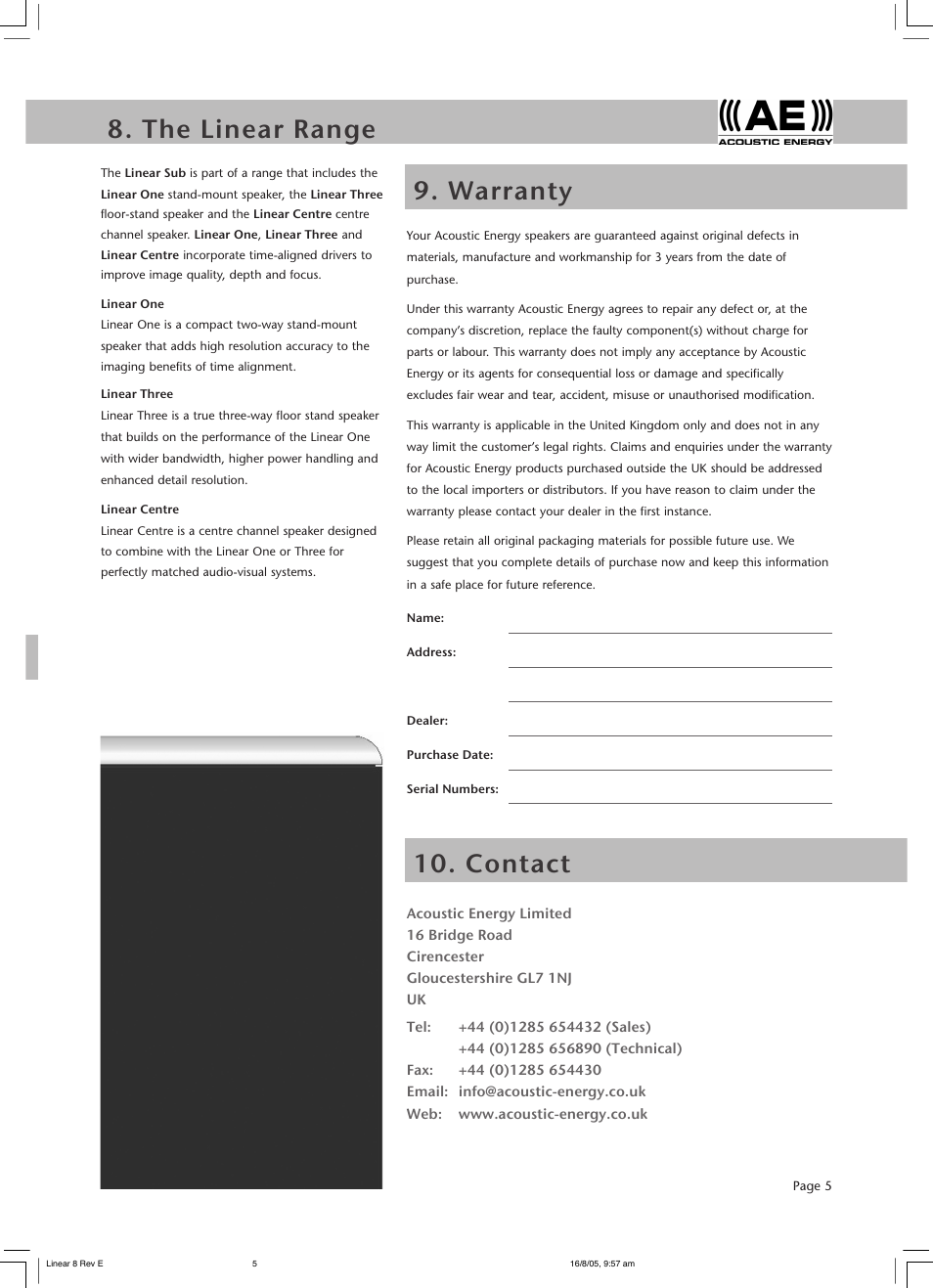 Acoustic Energy MA1108 User Manual | Page 7 / 8