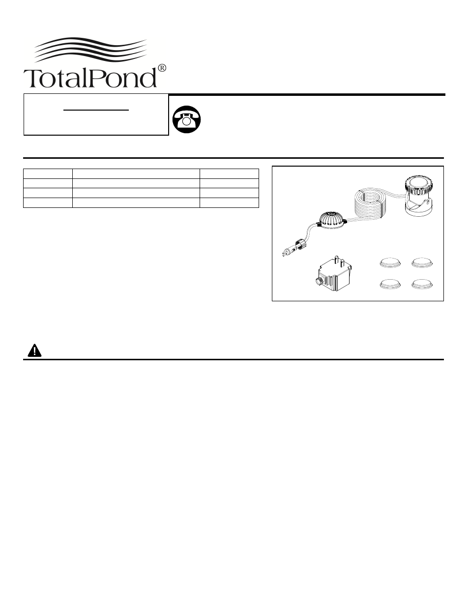 TotalPond UW16200 User Manual | 4 pages