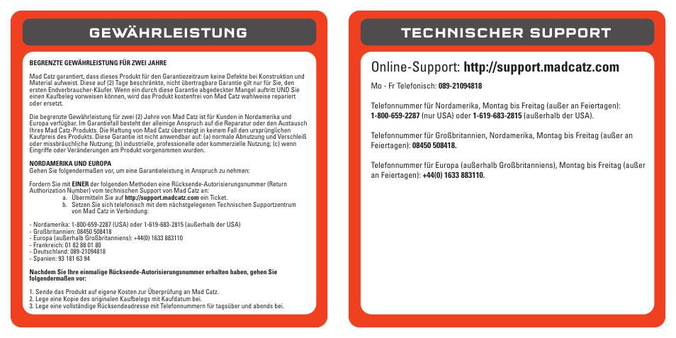 Gewährleistung | TRITTON Pro+ 5.1 Surround Headset User Manual | Page 25 / 66