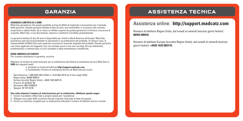 Garanzia | TRITTON Pro+ 5.1 Surround Headset User Manual | Page 41 / 66