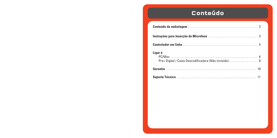 Conteúdo | TRITTON Pro+ 5.1 Surround Headset User Manual | Page 44 / 66
