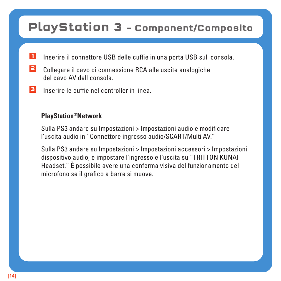 Playstation 3, Component/composito | TRITTON Kunai Universal Stereo Gaming Headset User Manual | Page 100 / 170