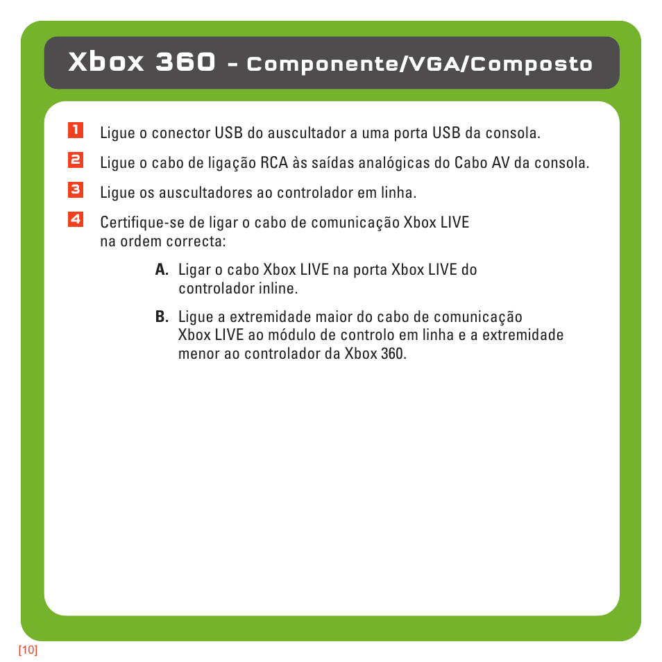 Xbox 360, Componente/vga/composto | TRITTON Kunai Universal Stereo Gaming Headset User Manual | Page 117 / 170