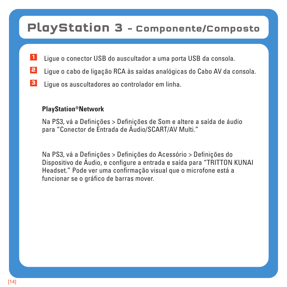 Playstation 3, Componente/composto | TRITTON Kunai Universal Stereo Gaming Headset User Manual | Page 121 / 170