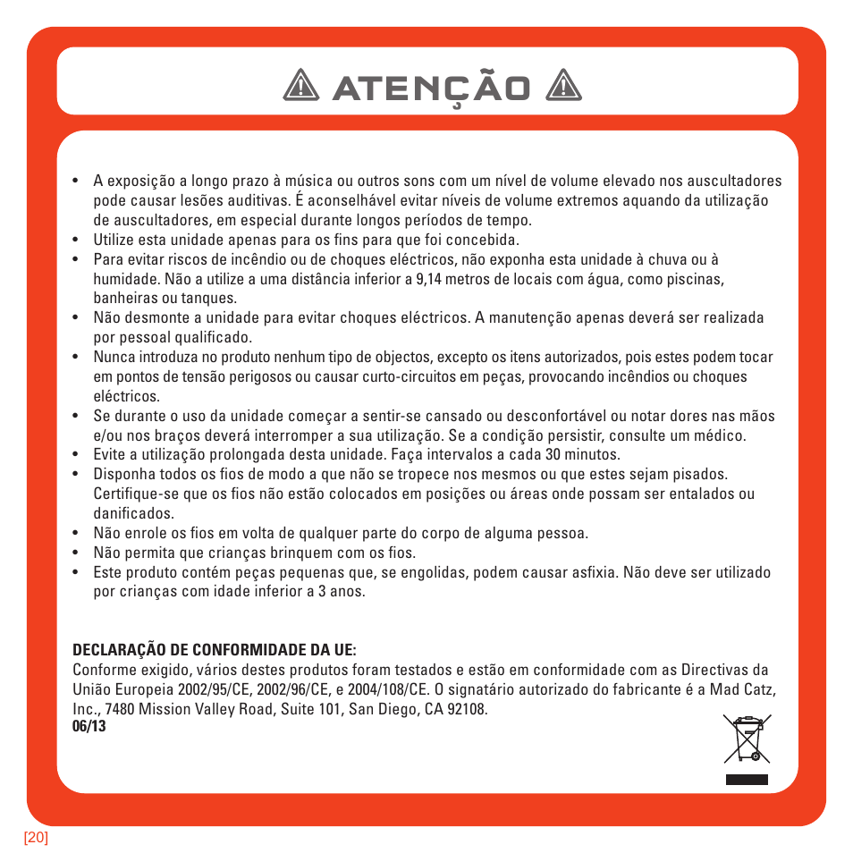 Atenção | TRITTON Kunai Universal Stereo Gaming Headset User Manual | Page 127 / 170