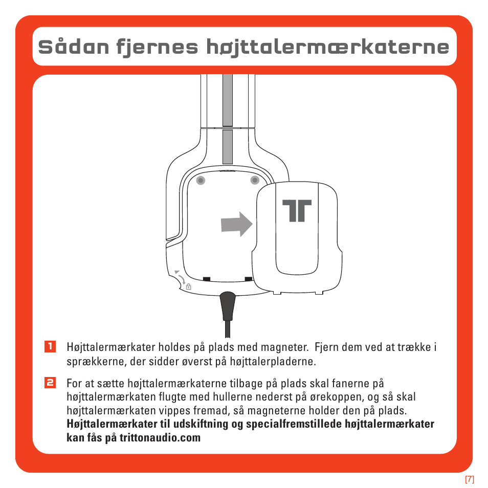 Sådan fjernes højttalermærkaterne | TRITTON Kunai Universal Stereo Gaming Headset User Manual | Page 135 / 170