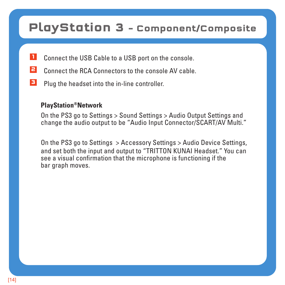Playstation 3, Component/composite | TRITTON Kunai Universal Stereo Gaming Headset User Manual | Page 14 / 170