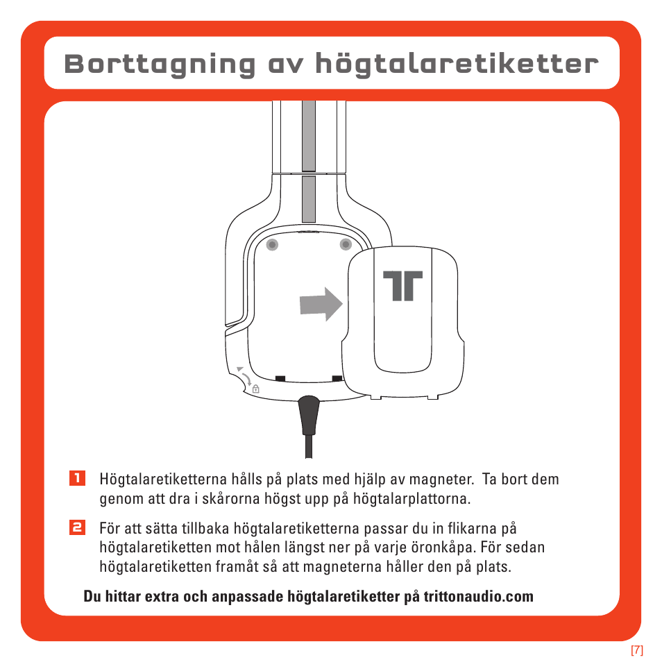 Borttagning av högtalaretiketter | TRITTON Kunai Universal Stereo Gaming Headset User Manual | Page 156 / 170