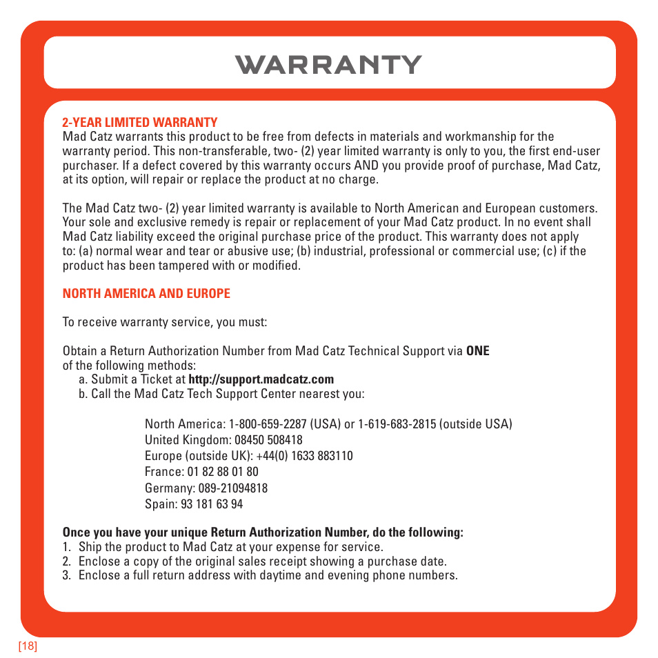 Warranty | TRITTON Kunai Universal Stereo Gaming Headset User Manual | Page 18 / 170