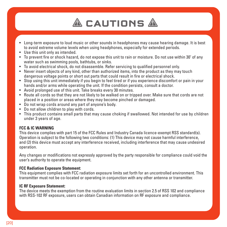 Cautions | TRITTON Kunai Universal Stereo Gaming Headset User Manual | Page 20 / 170
